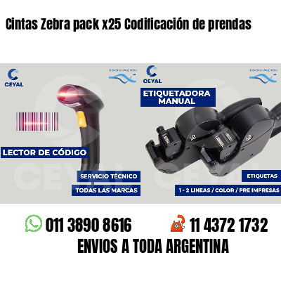 Cintas Zebra pack x25 Codificación de prendas