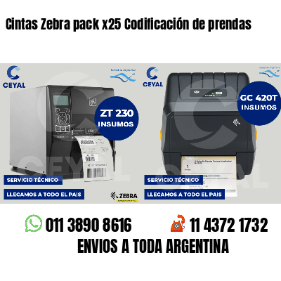 Cintas Zebra pack x25 Codificación de prendas