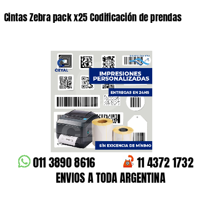 Cintas Zebra pack x25 Codificación de prendas