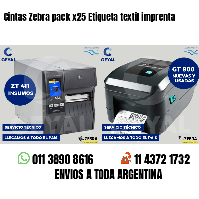Cintas Zebra pack x25 Etiqueta textil imprenta