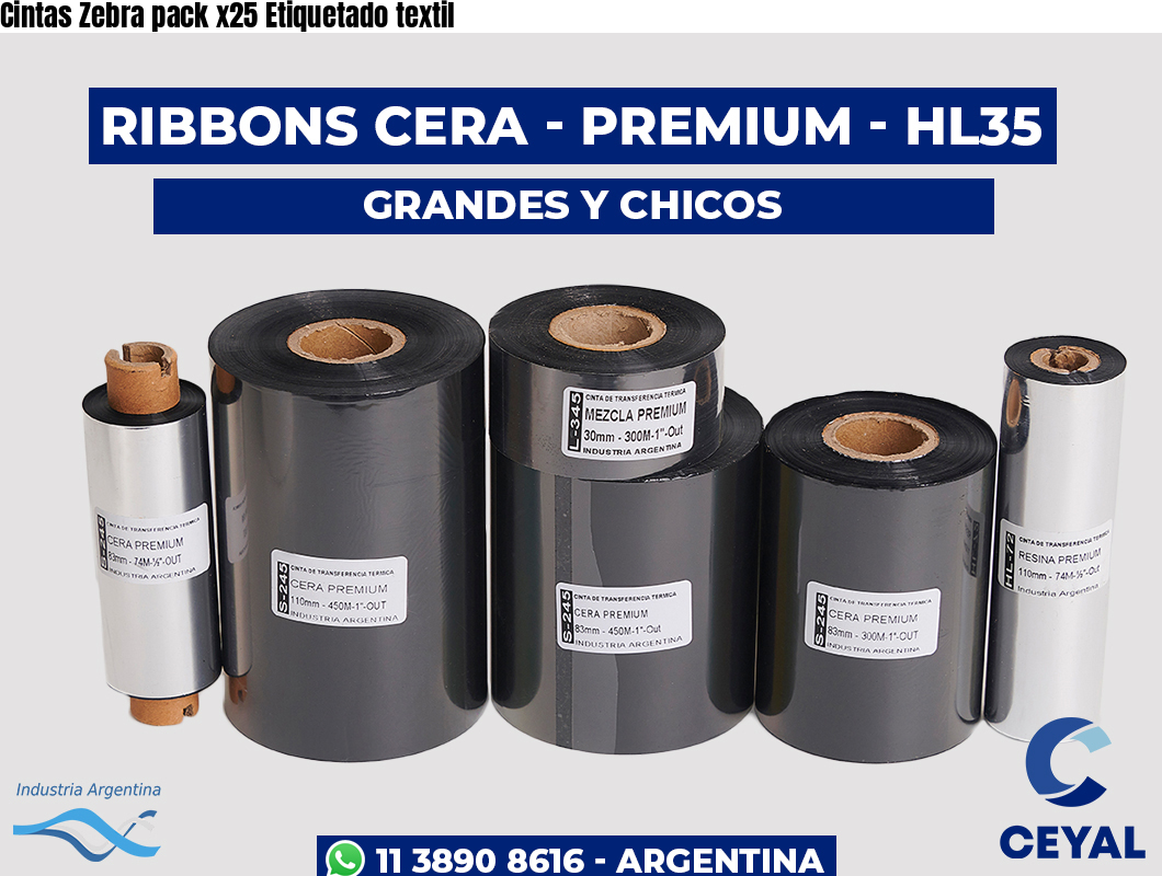 Cintas Zebra pack x25 Etiquetado textil