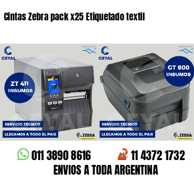 Cintas Zebra pack x25 Etiquetado textil