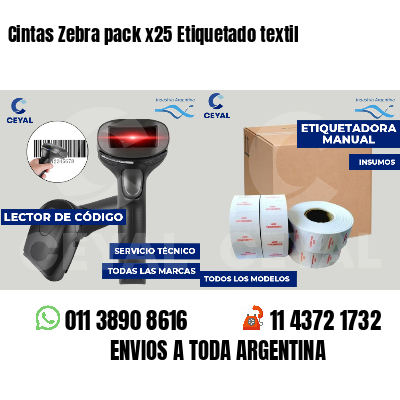 Cintas Zebra pack x25 Etiquetado textil