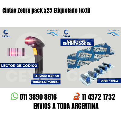 Cintas Zebra pack x25 Etiquetado textil