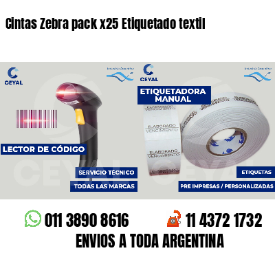 Cintas Zebra pack x25 Etiquetado textil