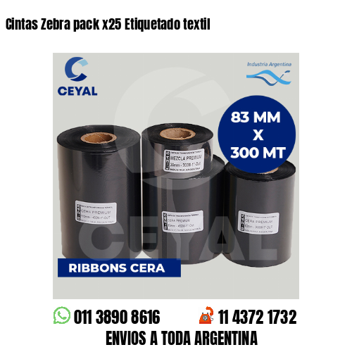 Cintas Zebra pack x25 Etiquetado textil