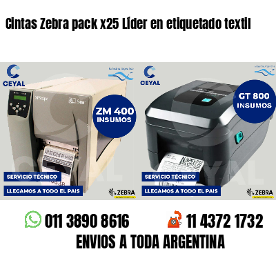 Cintas Zebra pack x25 Líder en etiquetado textil