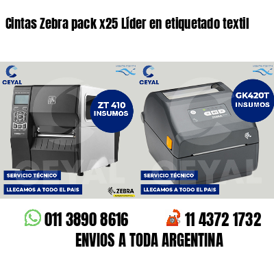 Cintas Zebra pack x25 Líder en etiquetado textil