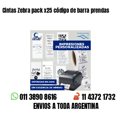 Cintas Zebra pack x25 código de barra prendas