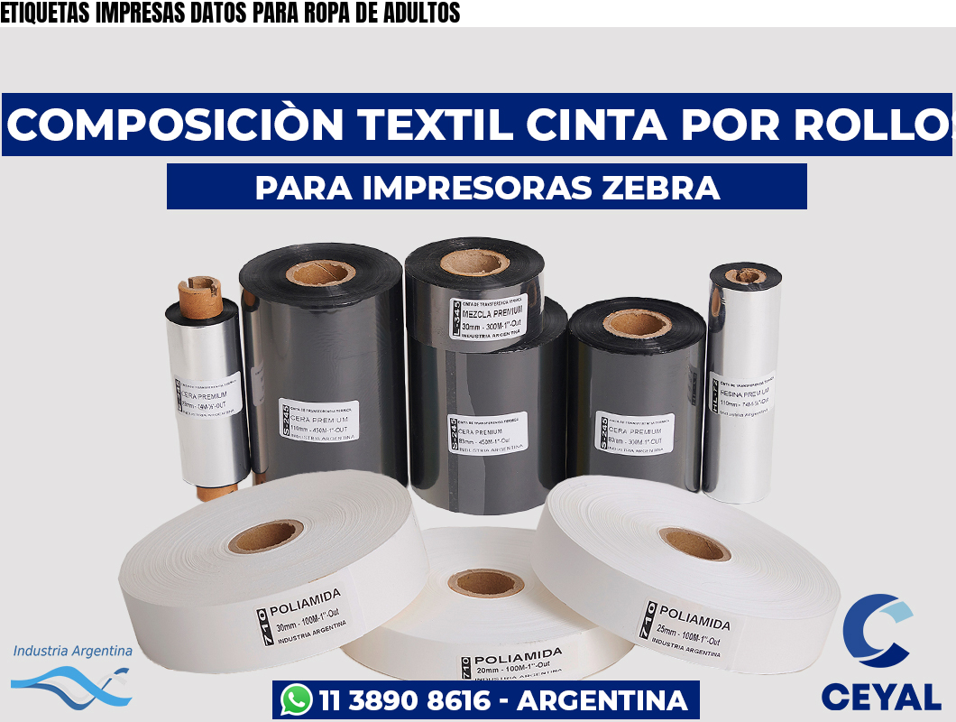 ETIQUETAS IMPRESAS DATOS PARA ROPA DE ADULTOS