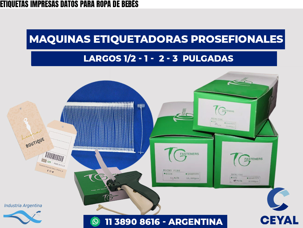 ETIQUETAS IMPRESAS DATOS PARA ROPA DE BEBÉS