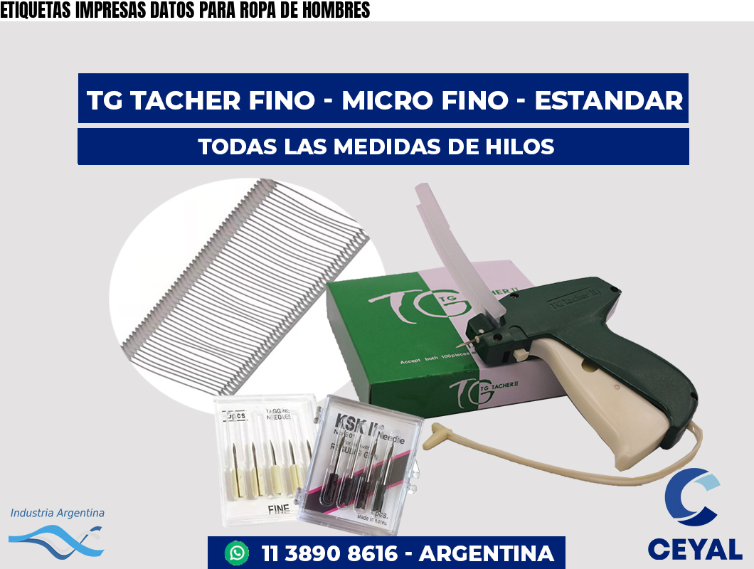 ETIQUETAS IMPRESAS DATOS PARA ROPA DE HOMBRES