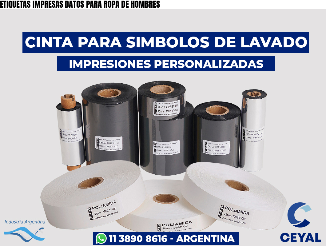 ETIQUETAS IMPRESAS DATOS PARA ROPA DE HOMBRES