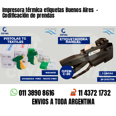 Impresora térmica etiquetas Buenos Aires  - Codificación de prendas