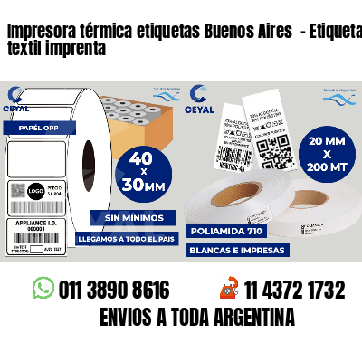 Impresora térmica etiquetas Buenos Aires  - Etiqueta textil imprenta