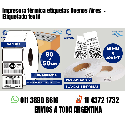 Impresora térmica etiquetas Buenos Aires  - Etiquetado textil
