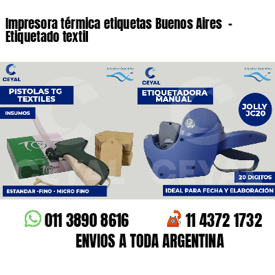 Impresora térmica etiquetas Buenos Aires  - Etiquetado textil