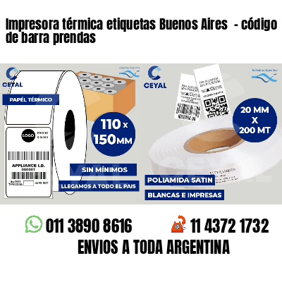 Impresora térmica etiquetas Buenos Aires  - código de barra prendas