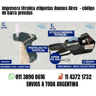 Impresora térmica etiquetas Buenos Aires  - código de barra prendas