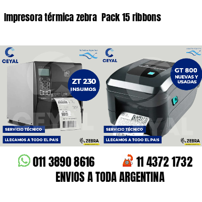 Impresora térmica zebra  Pack 15 ribbons