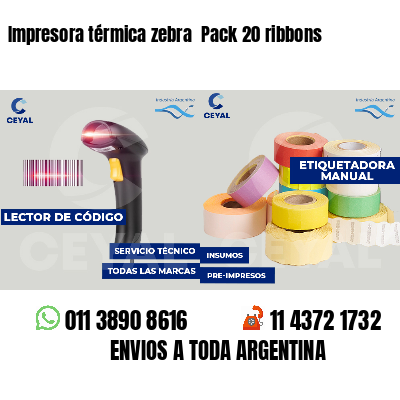 Impresora térmica zebra  Pack 20 ribbons