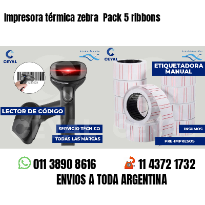 Impresora térmica zebra  Pack 5 ribbons