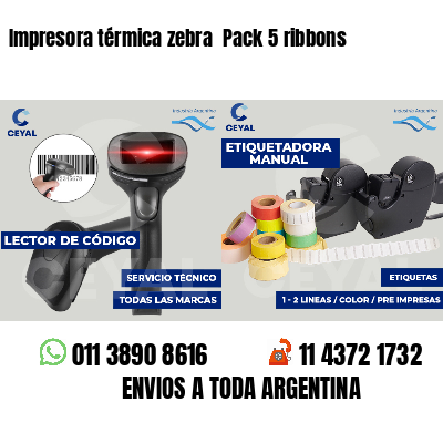 Impresora térmica zebra  Pack 5 ribbons