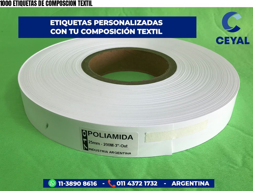 1000 ETIQUETAS DE COMPOSCION TEXTIL