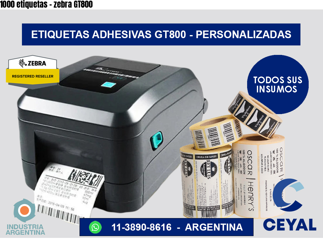 1000 etiquetas – zebra GT800