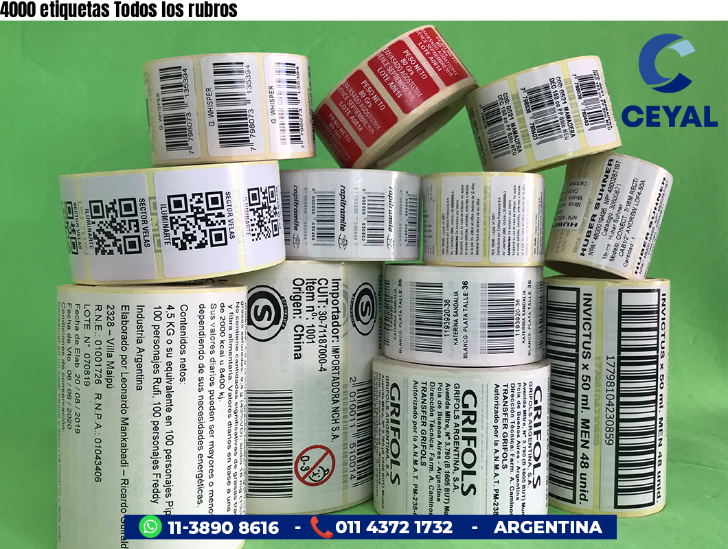 4000 etiquetas Todos los rubros
