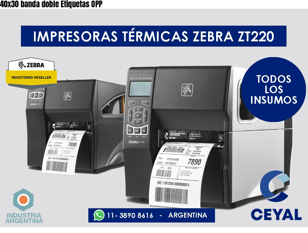40x30 banda doble Etiquetas OPP