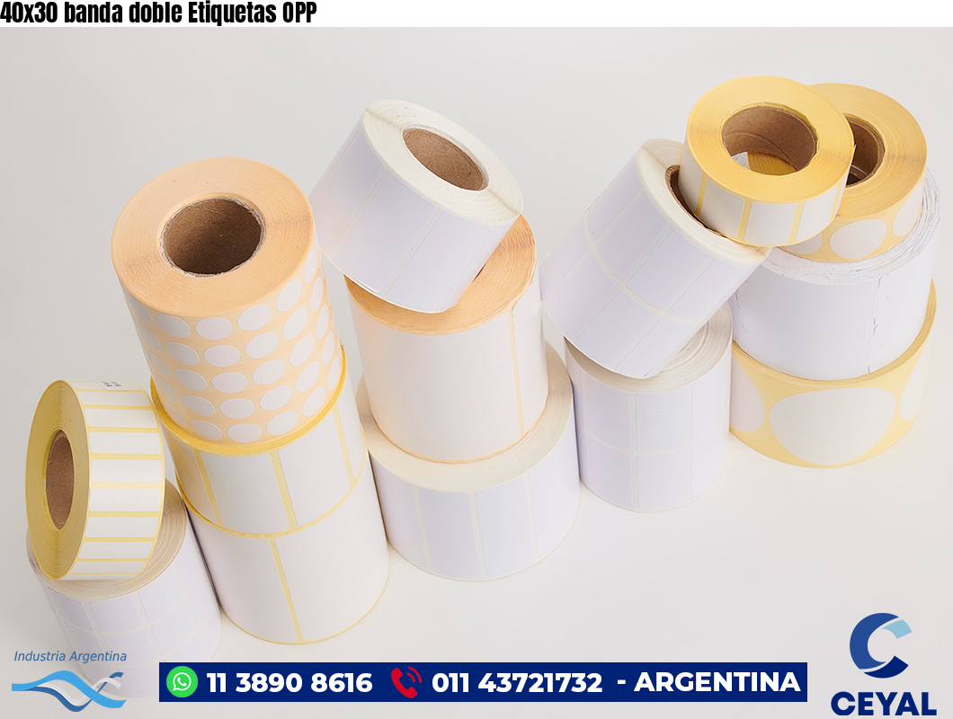 40×30 banda doble Etiquetas OPP