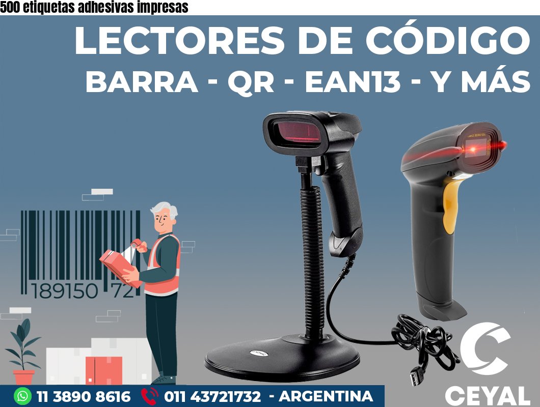 500 etiquetas adhesivas impresas