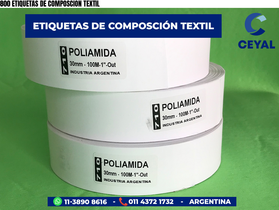 800 ETIQUETAS DE COMPOSCION TEXTIL