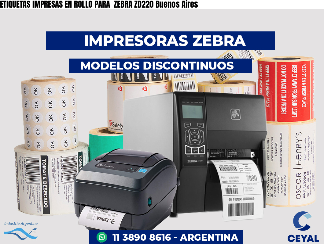 ETIQUETAS IMPRESAS EN ROLLO PARA  ZEBRA ZD220 Buenos Aires