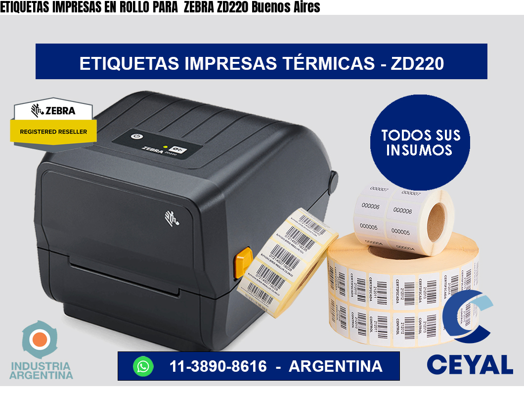 ETIQUETAS IMPRESAS EN ROLLO PARA  ZEBRA ZD220 Buenos Aires