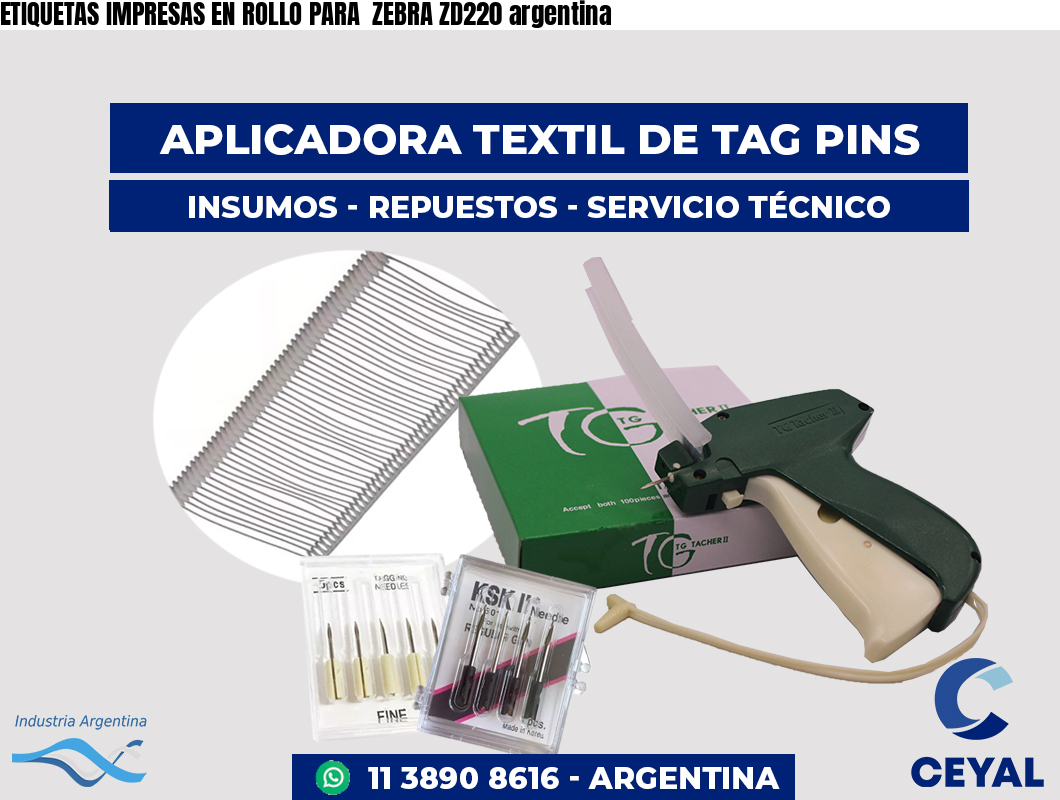 ETIQUETAS IMPRESAS EN ROLLO PARA  ZEBRA ZD220 argentina