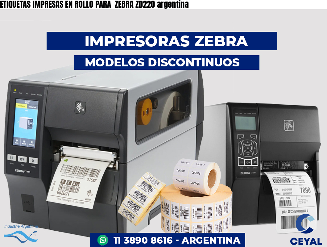 ETIQUETAS IMPRESAS EN ROLLO PARA  ZEBRA ZD220 argentina