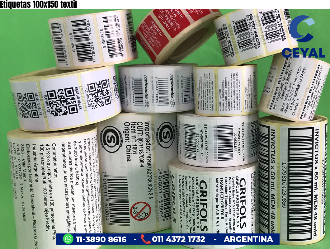 Etiquetas 100x150 textil