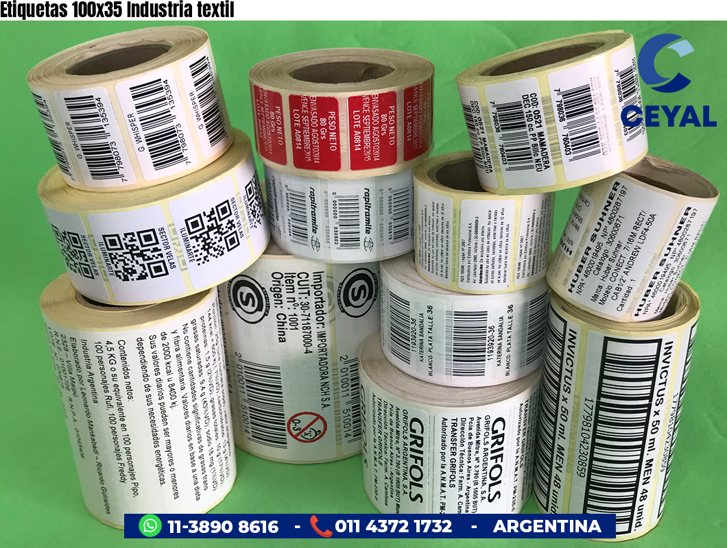 Etiquetas 100x35 Industria textil