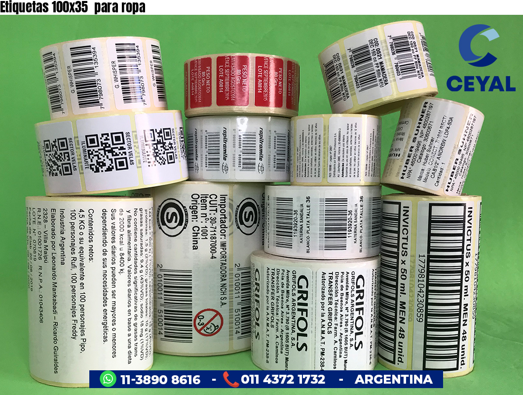 Etiquetas 100x35  para ropa