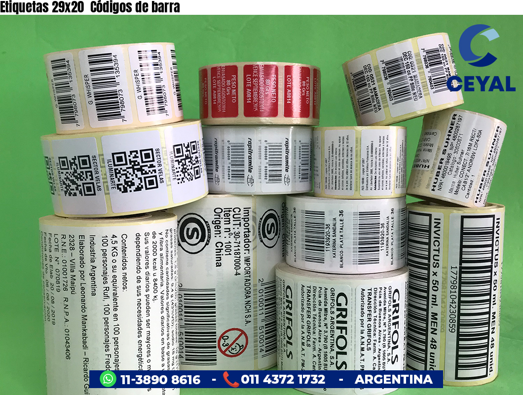 Etiquetas 29x20 Códigos de barra