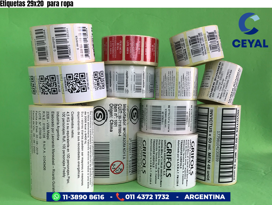 Etiquetas 29x20  para ropa
