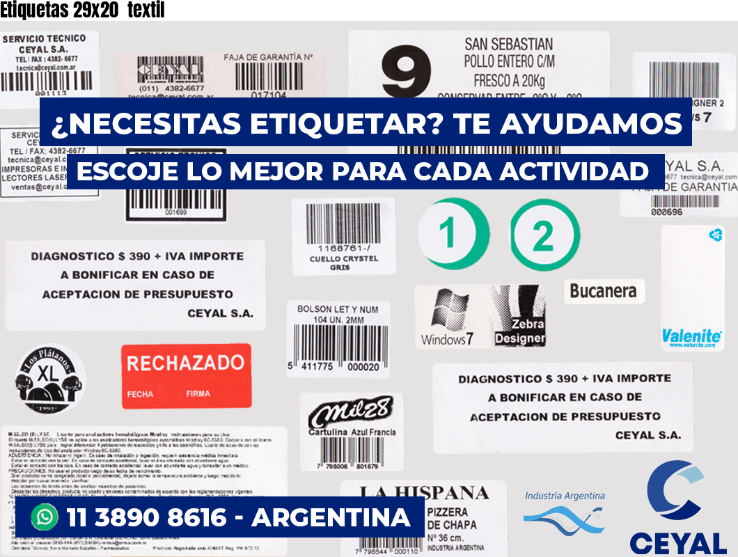 Etiquetas 29x20  textil