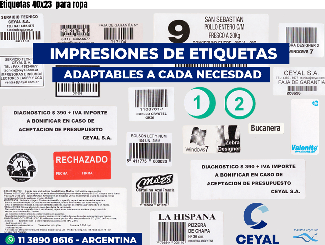 Etiquetas 40x23  para ropa