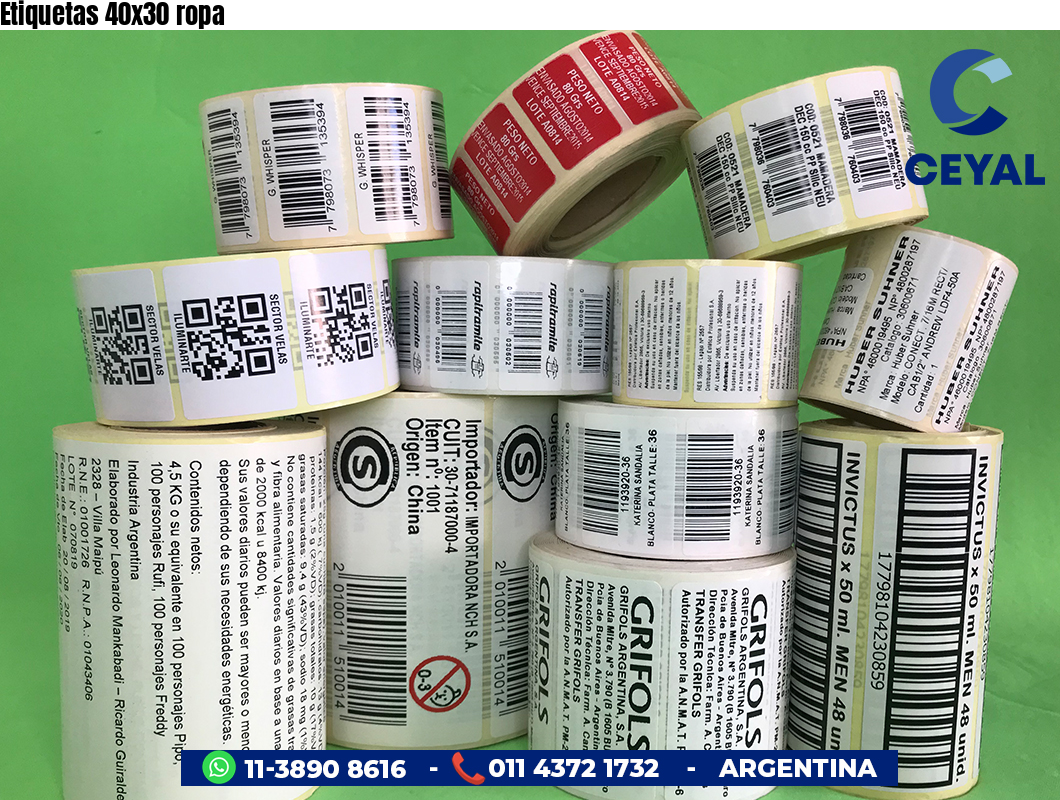 Etiquetas 40x30 ropa