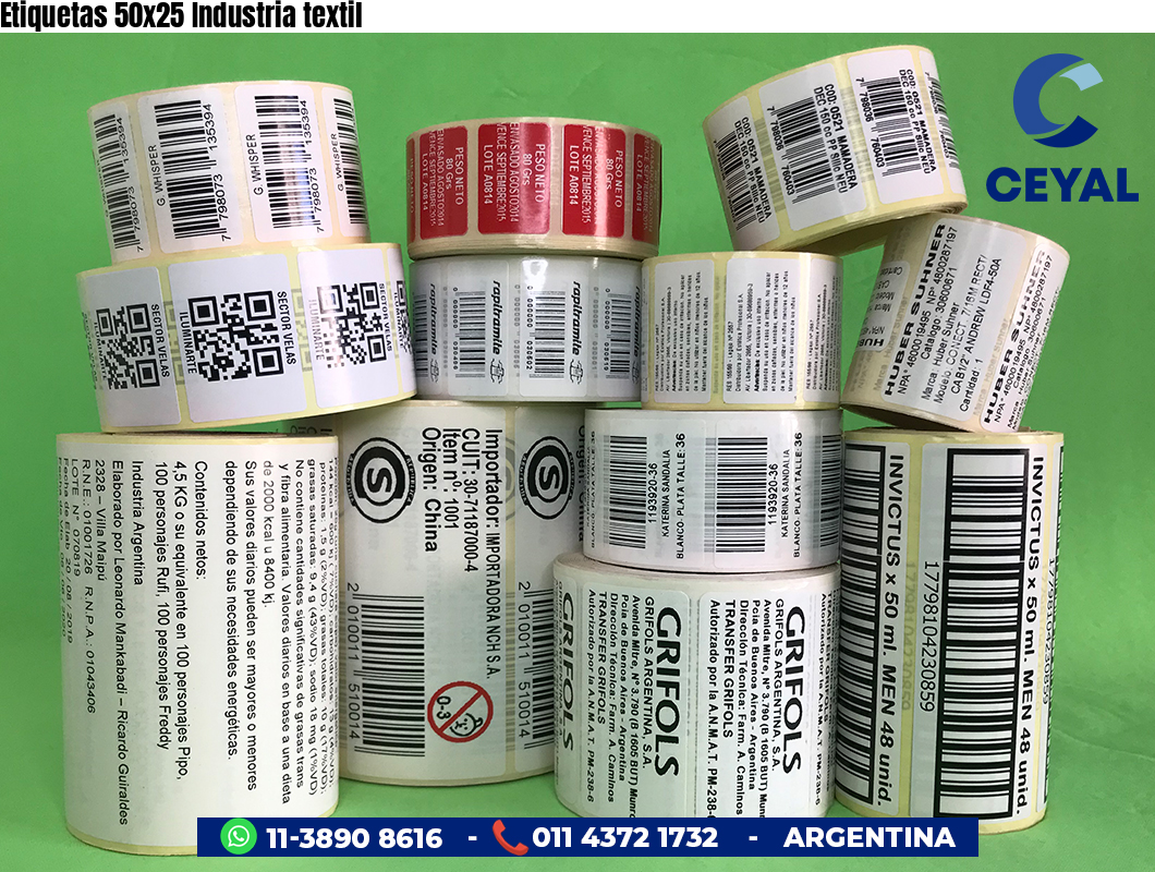 Etiquetas 50x25 Industria textil