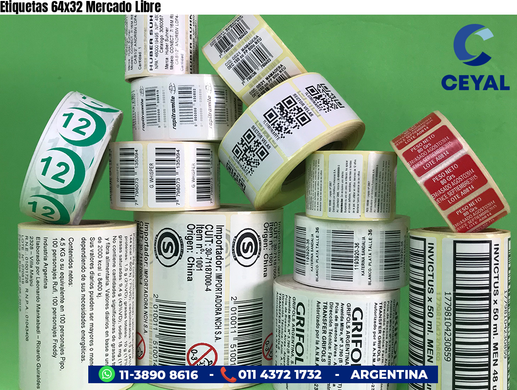 Etiquetas 64x32 Mercado Libre