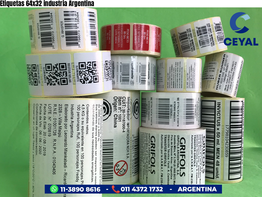 Etiquetas 64x32 industria Argentina