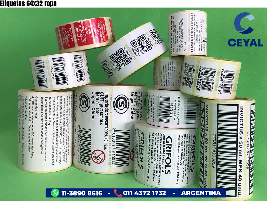 Etiquetas 64x32 ropa